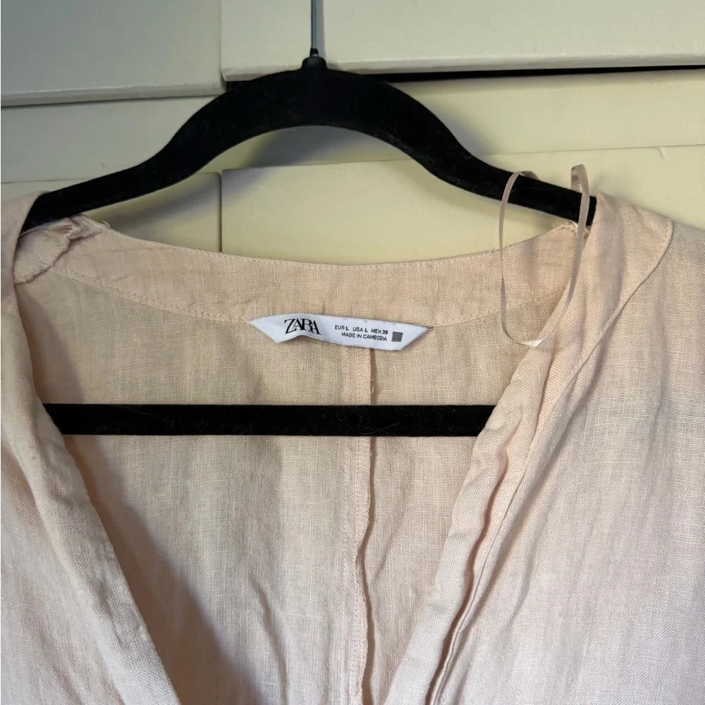 NWOT Zara Linen Oversized Beige Midi Tunic Dress - Picture 3 of 7
